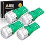 Alla Lighting 4x 194 168 LED Bulbs Super Bright 175 161 2825 W5W T10 Wedge SMD Lights, Green Side Marker Interior Map Dome Trunk Parking Courtesy Lights