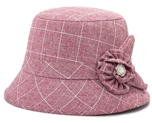 Glamorstar - Glamorstar Cloche Hats for Women Vintage Bowler Hat Floral Fedora Bucket Hats Flower Grey