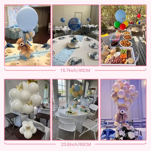 Image of TekXYZ Acrylic Balloon Stand for Table Centerpiece, Adjustable 10-Pack | Adjusts to 15.75 inch, 23.6 inch, 31.5 inch. Sturdy base, easy assembly & reusable for parties. Note: Balloons NOT included.