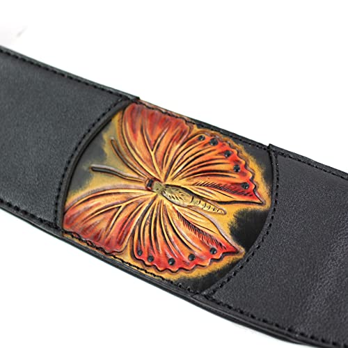 Walker And Williams CVG-166 Sangle rembourrée Motif papillon Rouge écarlate et doré - Les Beatles, Paul McCartney, John Lennon, RIngo Starr, George Harrison Walker And Williams CVG-166 Sangle rembourrée Motif papillon Rouge écarlate et doré – Image 6