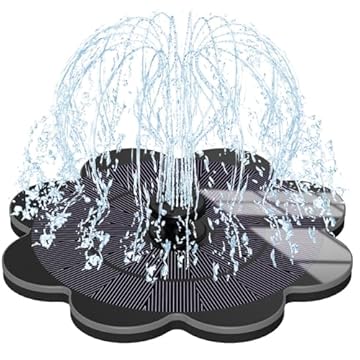 SZMP Fontana Solare con Batteria - Lavorare in Giorni Nuvolosi - 3.5W Fontana da Giardino Esterno per Uccelli con 7 Ugelli & 4 Fissatori per Laghetto, Piscina, Acquario, Bagno per Uccelli