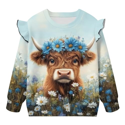 WELLFLYHOM Girl's Pullover Tops 1-8T Graphic Sweatshirt Clothes Crew Neck Long Sleeve Kids Top Sweater Top Fall Outfits4