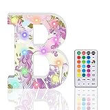 Light Up Letters, Glitter LED Letter Lights 18 Color Changing Diamond Alphabet Sign Night Light with Remote Control for Girls Gifts Birthday Bar Wedding Party Christmas Valentine Wall Table Decor - B