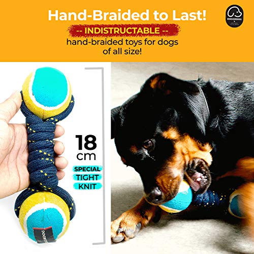 Image of DOGGIE DOG Attractive Cotton Poly Mix Chew Dog Toys Rope for Teething Suitable for Adult, Small & Medium Puppies with eBook & Stand Up Jute Printed Pouch(Bob Barker Blue (6 in 1 Combo) (Pack of 1))
