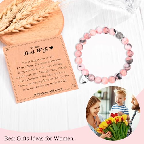 Image of Mothers Day Gifts for Wife, Christmas Valentines Day Easter Birthday Gifts Stocking Easter Basket Stuffers Beaded Bracelet Jewelry Gifts for Wife from Husband