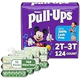Pull-Ups Boys Training Pants & Wipes Bundle: Pull-Ups Training Pants for Boys Size 2T-3T, 124ct & Huggies Natural Care Sensitive Wipes, Unscented, 12 Packs (768 Wipes Total) (Packaging May Vary)