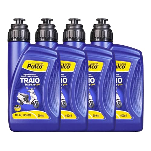 Image of PALCO Traio Plus 5W30 Engine Oil for Gearless Scooty 600 ml (Pack of 4) Multigrade Synthetic Technology 4 Stroke Engine Oil for Bike - API: SN JASO MB Certified