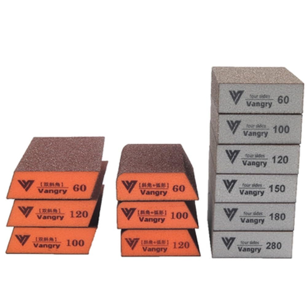 Spugne abrasive, Sabbia ad angolo. Blocco da 10 pezzi Wet Dry grana 60/100/120 lavabile riutilizzabile
