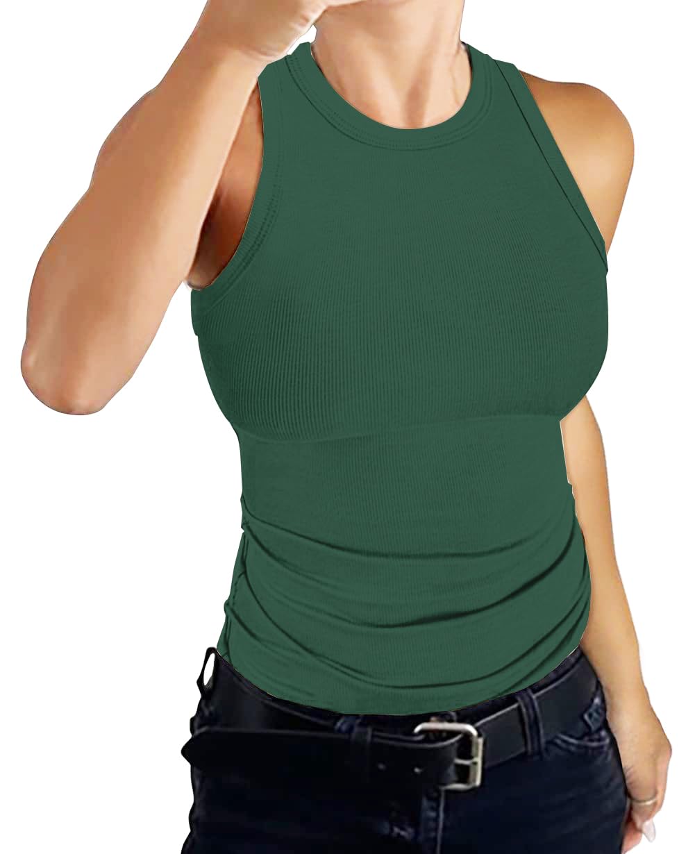 DUOEASE Top Damen Sommer 2025 Basic High Neck Tanktop Gerippt Slim Fit Einfarbig Top