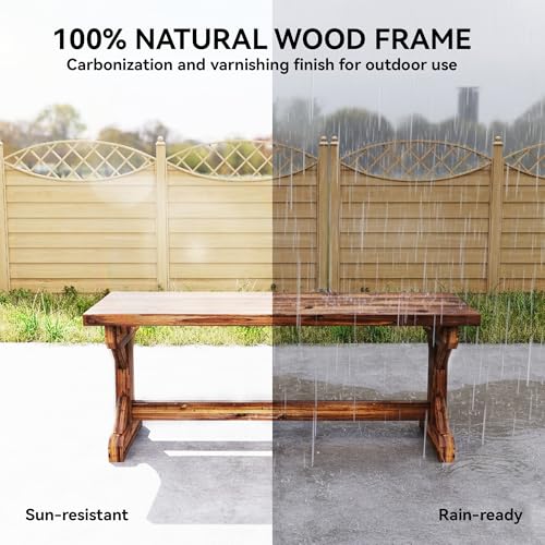 Outsunny Wooden Garden Bench 2 Seater Rustic Outdoor Bench Seat - Image 4