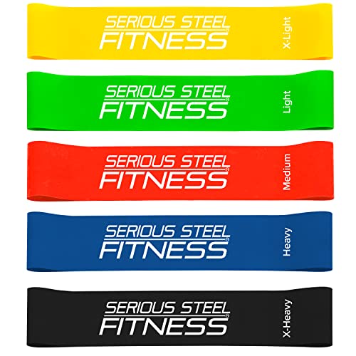 Image of Serious Steel Fitness Mini Resistance Loop Bands | Rehab and Prehab Stretch Bands | 12 inch Exercise Workout Bands (Sets of 5 Pack and Sets of 10 Pack Trainer Options Available!)