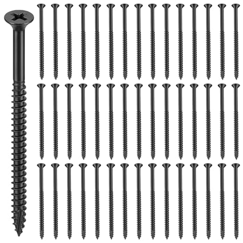 Image of 100 Pack Satin Nickel Wood Screws #9 x 3 Inch, Black
