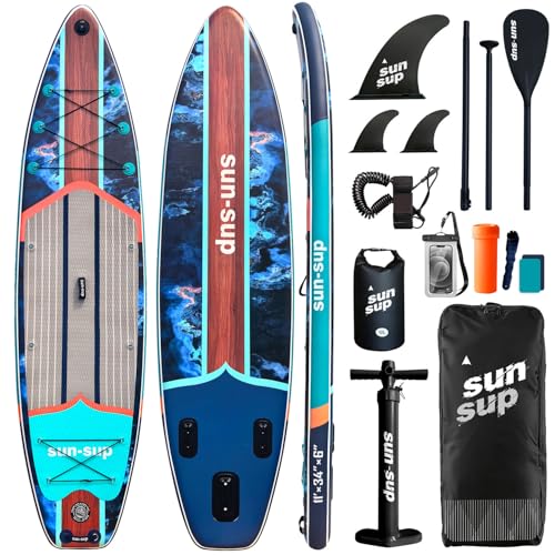 Image of Inflatable Stand Up Paddle Board Extra Wide SUP Board with Removable Fin with Premium SUP Paddle Board Accessories, Wide Stable Design, Non-Slip Comfort Deck for Youth & Adults