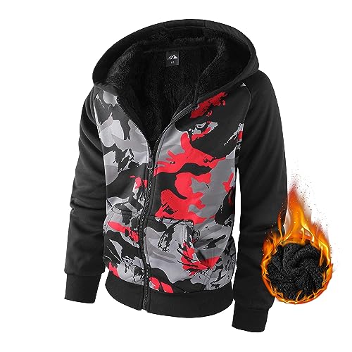 Boy's Zip Up Hoodie Heavyweight Winter Sweatshirt Fleece Sherpa Lined Warm Jacket