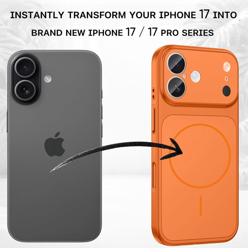 Image of SHINESTAR Converter Case for iPhone 17 | Premium Protective Mag-Safe Cover | iPhone 17 Pro / 17 Pro Max Series Style Design | in-Built Camera Guard | Wireless Charging Compatible - Orange