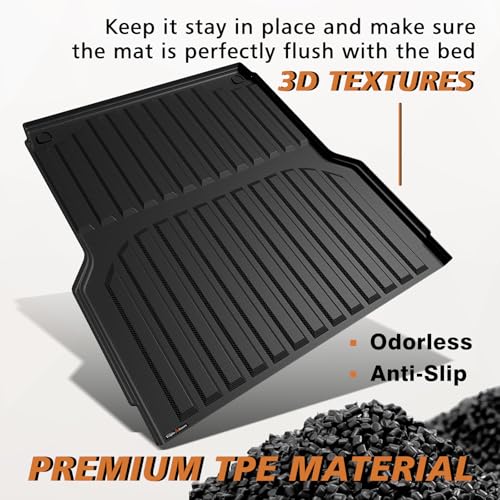 Image of TripleAliners Truck Mat Compatible with 2022-2026 Hyundai Santa Cruz 4FT Accessories, Truck Bed Mat Heavy Duty Custom Fit All Weather Protection TPE Pickup Liner