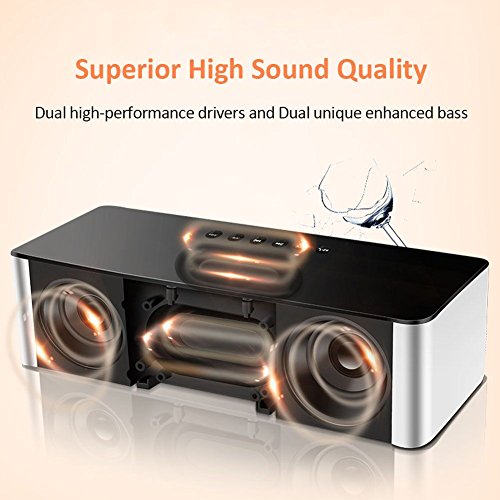 Bluetooth Speaker,XPLUS All-in-1 Portable Travel Wireless Bluetooth Speaker Alarm Clock FM Radio,10W,HIFI V4.0,Calling Built-In Mic,Support TF Card for Smartphones and All Audio Enabled Devices(Black)
