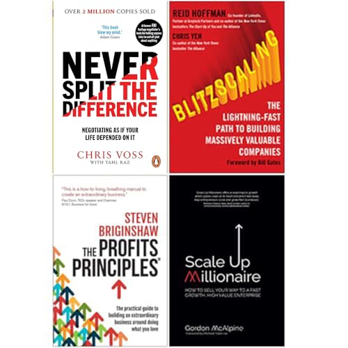 Never Split the Difference, Blitzscaling, The Profits Principles, Scale Up Millionaire 4 Books Collection Set