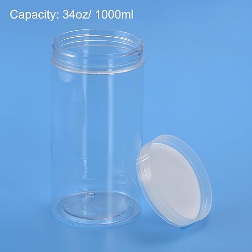Miniatura 4 de uxcell Tarros redondos de plástico con tapa superior de rosca transparente, recipientes vacíos transparentes de boca ancha de 3 onzas  3.4fl oz para