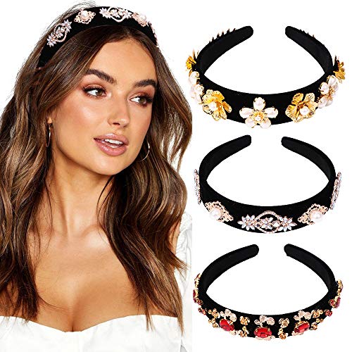YMHPRIDE Diadema para mujer, 3 paquetes Diademas de cristal con purpurina Accesorios para el cabello para niñas Mujeres