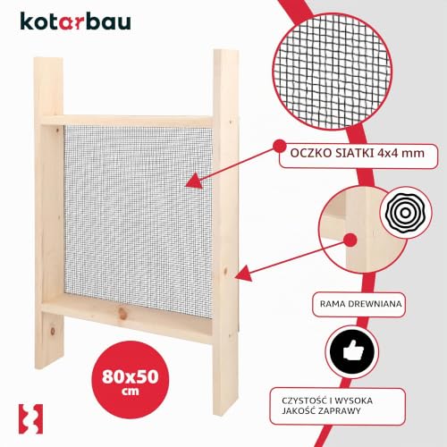 KOTARBAU® Sito Budowlane do Piasku - 4 X 4 MM - Sito Murarskie do Przesiewania Piachu - Ziemia - Żwir - Zaprawy - Drewniane