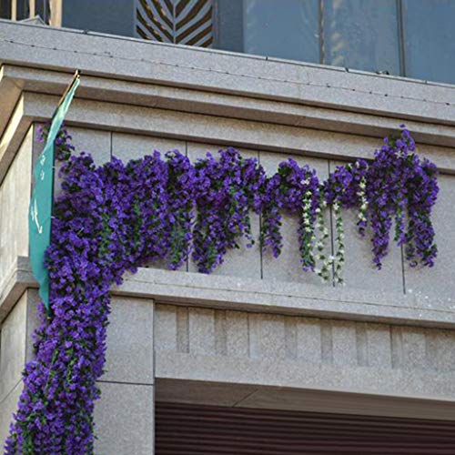 Shangpengb216 Artificial Bougainvillea Hanging Flowers Gifts - Wisteria Fake Hanging Flowers,Hanging Vines For Wall,Outdoor Artificial Flowers In Pots For Front Porch (1, Purple) #TOP1
