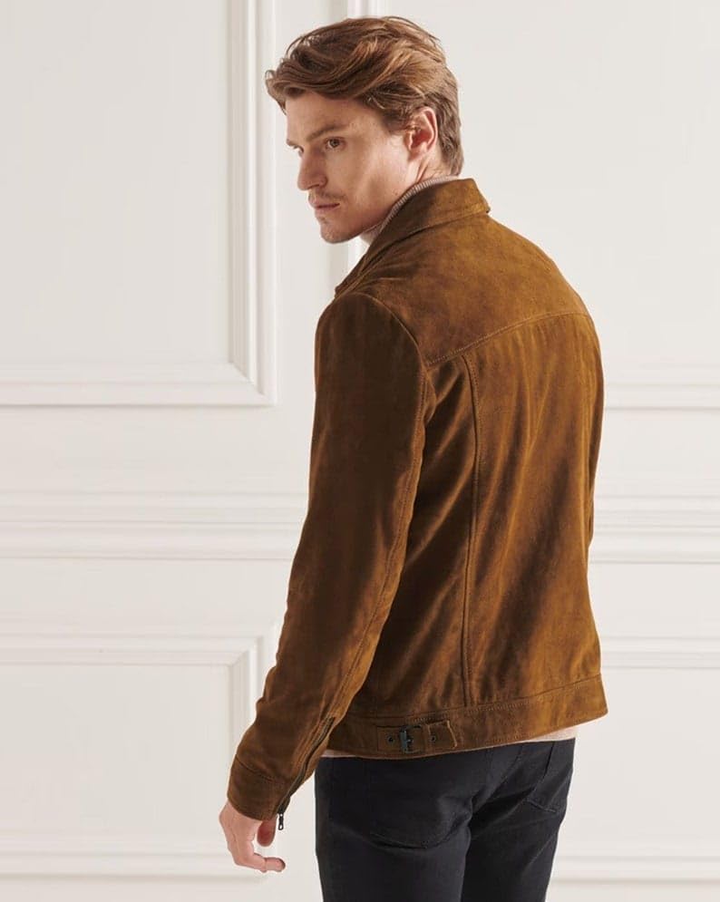 Image of LEATHER JACKET FOR MEN SUEDE.