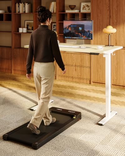 Image of FLEXISPOT EN1 48 inchx24 inch One-Piece Standing Desk, White Wood Grain | 176 LBS Capacity, Seamless Desktop, Home Office, 4 Memory Presets, Dual Monitor Setup, Anti-Collision