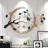 Futyli Large Wall Decor Living Room Metal Art Wall Decor 3D Ginkgo Leaf Decor Wall 36.6' Vertical Wall Art Modern Unique Entryway Decor Wall For Bedroom Dining Room Metal Wall Sculptures