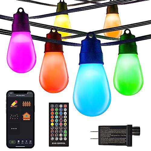 HOLILLUMA Smart Outdoor String Lights, 43FT RGBW Patio Lights 30 Edison Bulb Waterproof, App-Remote-Control Box, DIY Color Changing LED Outside Lights, Perfect for Christmas New Year Holidays Decor HOLILLUMA Smart Outdoor String Lights, 43FT RGBW Patio Lights 30 Edison Bulb Waterproof, App-Remote-Control Box, DIY Color Changing LED Outside Lights, Perfect for Christmas New Year Holidays Decor