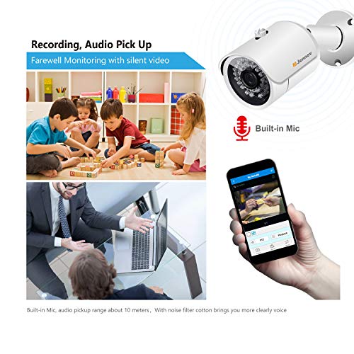 Jennov HD PoE Home Security Camera System with 4X Wired Outdoor PoE IP Cameras & Monitor,4 Channel HD NVR Security System w/ 1TB HDD for Home and Business 7/24 Recording Free App Remote View… - Thumbnail 2