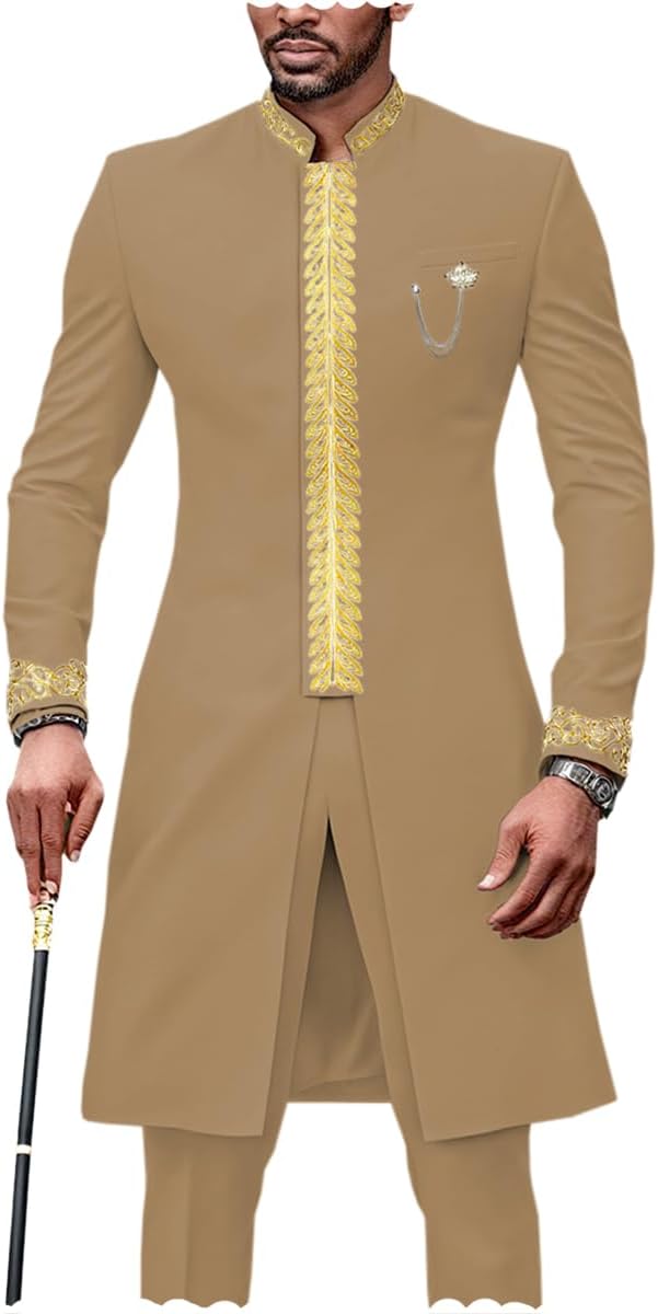 African Suits for Men 2 Piece Tuxedo Slim Jacket Fit Blazer Party Dress Suit