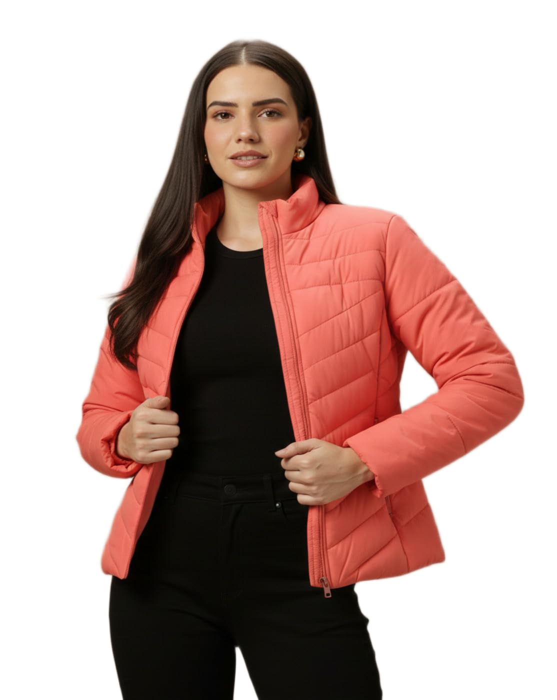 Women Stylish Winter Jacket Slim Fit Quilted Puffer Jacket