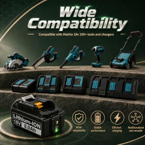 Image of 4 Count 8000mAh BL1860B 18V Replacement for Makita 18V Battery