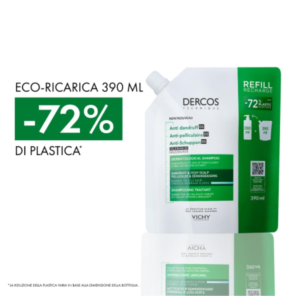 Vichy Dercos, Shampoo Anti-Forfora DS, Per Capelli da Normali a Grassi, Azione Riequilibrante, Effetto Anti-Ricomparsa, Arricchito con Disolfuro di Selenio e Acido Salicilico