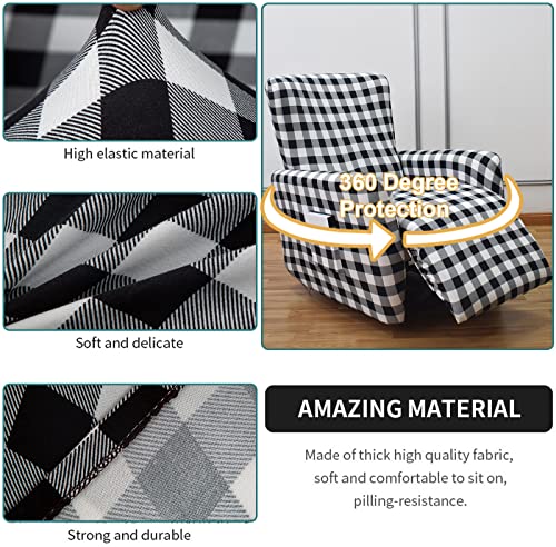 Niluoh Stretch Recliner Cover 4 Pieces Printed Lazy Boy Chair Covers Recliner Sofa Slipcover Anti-Slip Fitted Furniture Protector With Elastic Bottom, N12 #TOP1