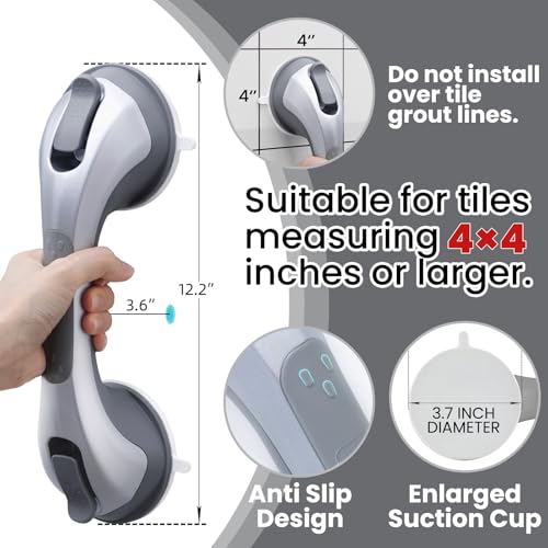 Image of TAILI Grab Bars for Shower,Shower Handles for Elderly Suction,12.2 inch,Silver