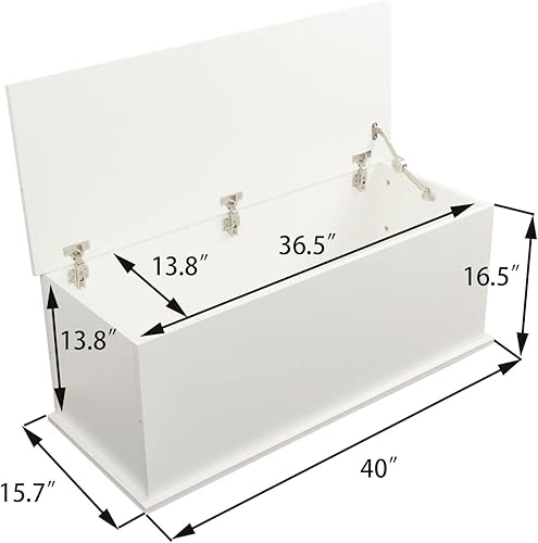 Miniatura 2 de Baúl de almacenamiento de 40 pulgadas, baúl de almacenamiento grande, baúl de madera, organizador de caja de juguetes (negro)