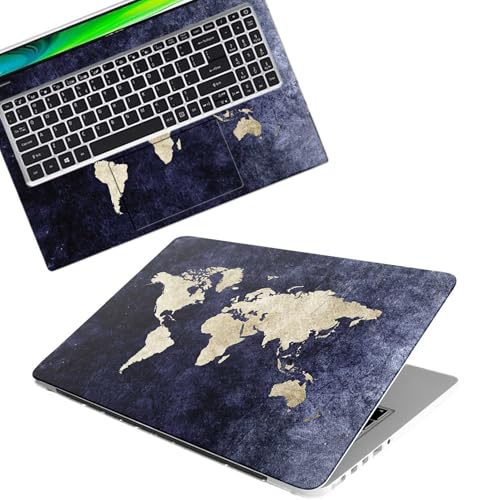 Image of Galaxsia World Map D4 Full Body Vinyl Laptop Skin /Sticker /Cover Upto 15.6 Inches Laptops Laminated-Removable-HD Quality Compatible for Hp-Dell-Sony-Lenovo-Asus etc.(15x10 Inches)