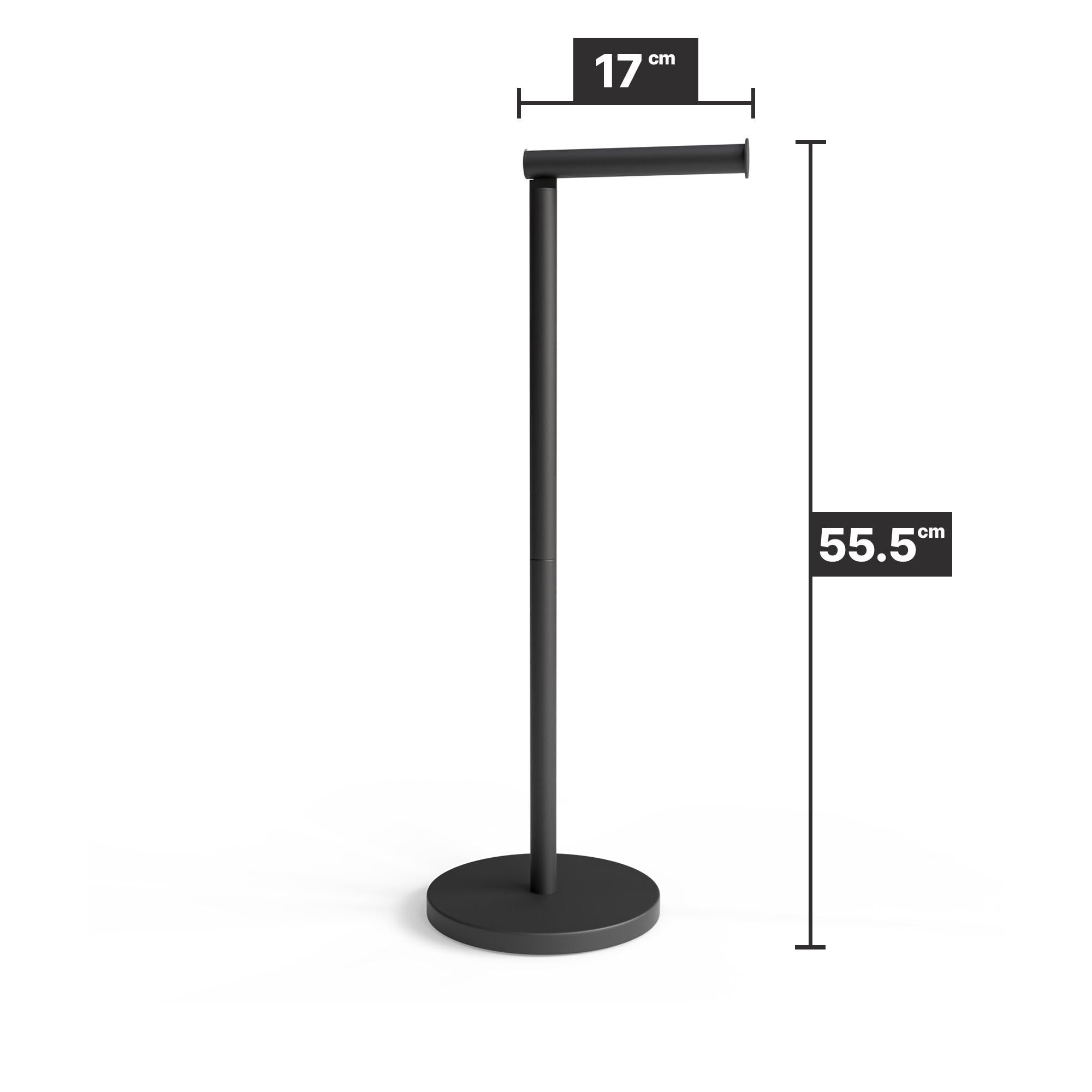 Minismus Porta Carta Igienica da Terra Nero - Piantana Salvaspazio per 5 Rotoli - Portarotolo Stabile ed Elegante - Accessori Bagno Moderni