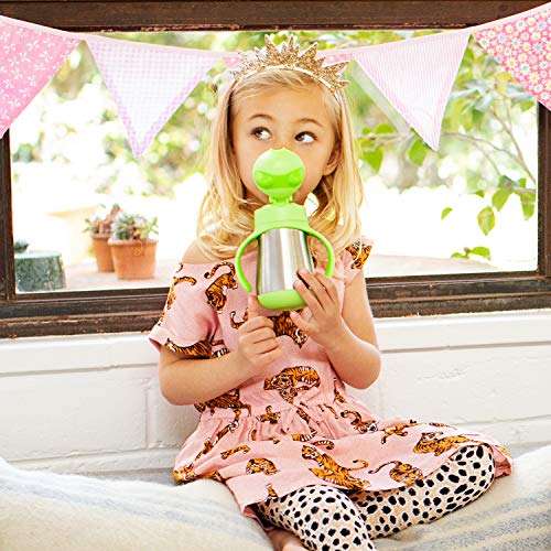 Image of Munchkin Cool Cat Stainless Steel Straw Cup, 8 Ounce, Green