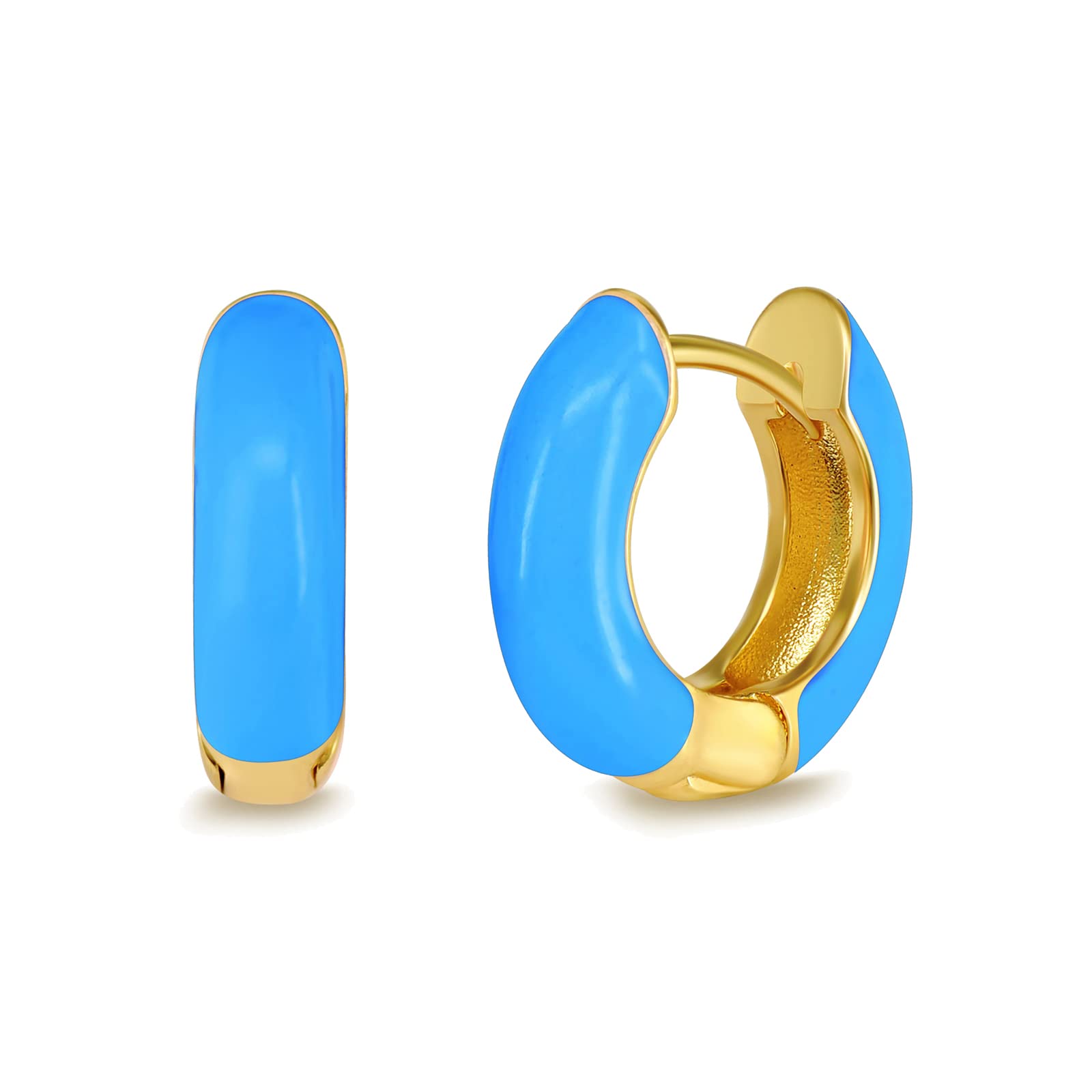 Orecchini a Cerchio Neri per Donna, Orecchini in Argento Sterling per Donna con Regali Smaltati Fidanzata Moglie Madre (Blu A)