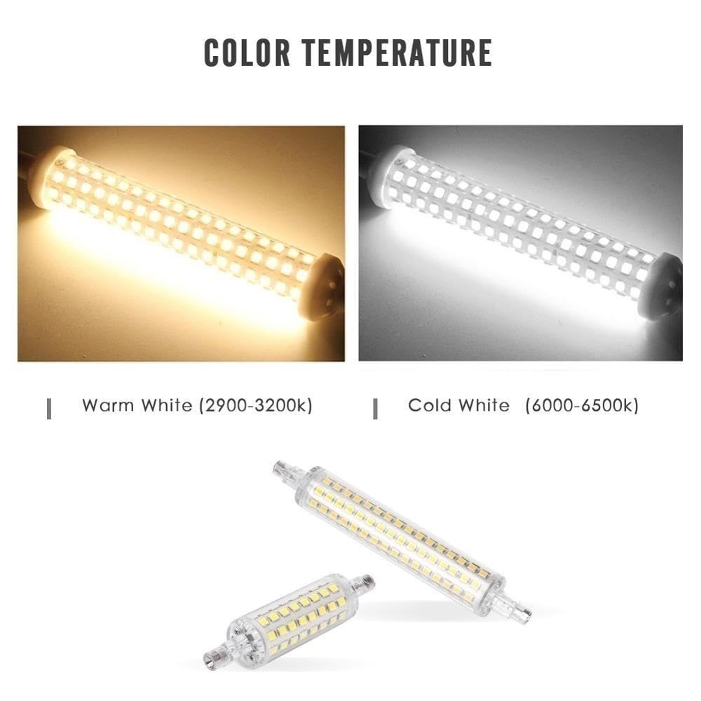 1fortunate Paquete de 10, lámpara Led de maíz R7S regulable AC220V 78mm/118mm/135mm/189mm bombilla de foco(Cold White,36LED 4W 78MM)