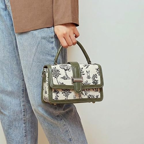 Image of EXOTIC Rosetta Structured Sling Bag for Women | Printed Panel Handbag with Top Handle & Detachable Crossbody Strap | Multi-Compartment Satchel Purse