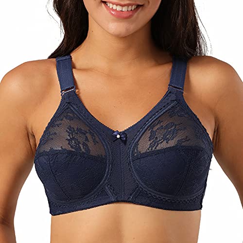 Womens Lace Big Bra Wirefree Double Support All Around Lingerie Flexible Support2