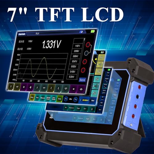 Image of Hantek Tablet Oscilloscope 2CH Digital Storage Oscilloscope Built-in Waveform Generator and Multimeter with 7 inch TFT Touch Screen(TO1112D /110MHz)