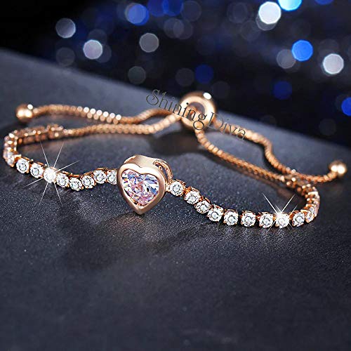 Image of Shining Diva Fashion Full Crystal Charm Stylish Gold Plated Charm Bracelet for Women