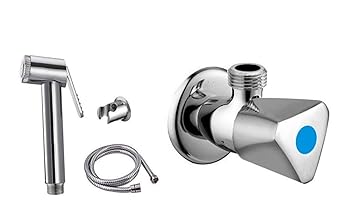 HPF Make in India Health Faucet ABS Silver Chrome Polished Jet Spray Gun Jaguar Type with 1 Mtr Tube and Connecting Angle Valve Set