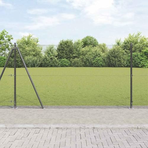 Valla con postes gris 1,2 x 25 m de acero para perros, para jardín, casa, patio