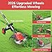 WILIBUT Electric Weed Wacker with Wheel, 3-in-1 Brushless Brush Cutter/String Trimmer/Grass Trimmer/Lawn Mower, 9
